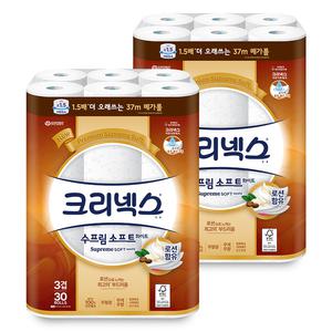 (코스트코 직배송) 크리넥스 수프림소프트 3겹 화장지37m x 30롤x 2팩