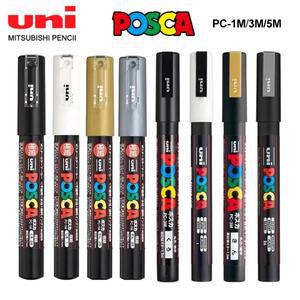 일본 UNI POSCA 마커 펜, POP 포스터 그래피티 영구 아크릴 화이트 블랙 골드 실버 아트 용품, PC-1M, 3M,