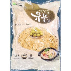 신미 햇살콩 유부 슬라이스 1kg X5김밥용 고명용 우동 냉동 재료 우동용