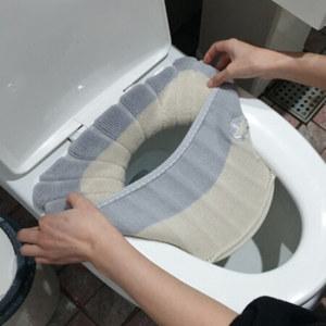 도넛 극세사 베이지 원형 변기커버