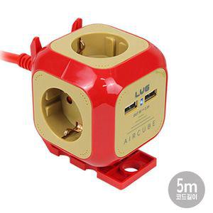 박스 에어큐브 콘센트 멀티탭 4구 USB2포트 5M 1.5SQ 아이언  SA-324