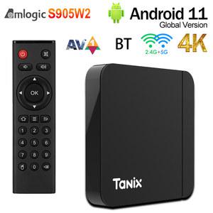 셋톱박스 5G 4K W2 와이파이 2G16G BT 넷플릭스 Tanix 유튜브 2 4G Amlogic 스마트 TV 박스 안드로이드 4G64G 11 0 AV1 프리픽스 S905W2 4G32G