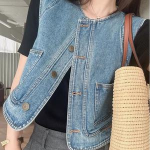 [메르시래빗] 온리유 데님 조끼 청 베스트 아우터