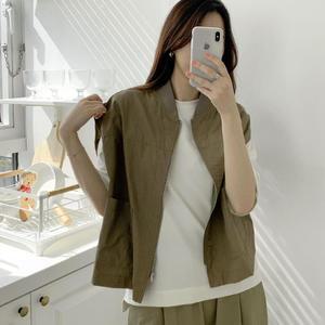 여성 유니크 투웨이 빅포켓 집업 나일론 여름 조끼