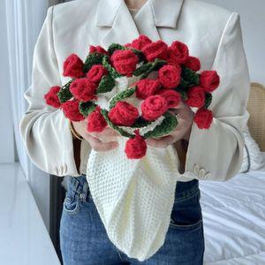 장미 꽃다발 담요 러그 손뜨개 블랭킷 실뜨기 가정용 카펫 완성품