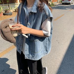 [메르시래빗] 제제 데님 조끼 청 베스트 아우터