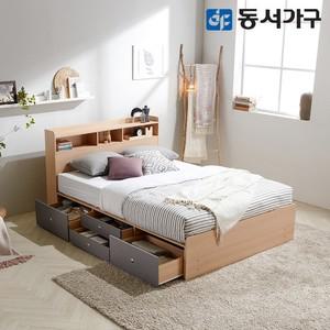 젠루 퀸 Q 수납헤드 깊은서랍 침대+양면 매트리스