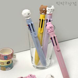 순덕이크루 6색볼펜 0.7 1p 랜덤 잘써지는 고양이 학생 학용품 단체선물 다색볼펜 귀여운