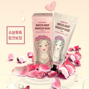 홍화수 수분 워터드롭 메이크업 베이스 핑크 45ml 1개 끈적임없는 미백 식물성 주름개선 천연오일 피부관리 톤업 홍조