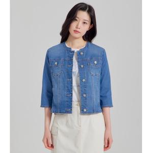 [지센] 여성 데님 라운드 크롭자켓 GJAENO234_BL