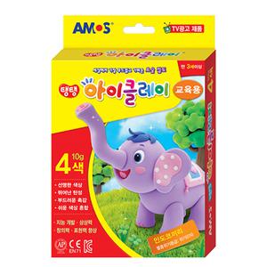 아모스 아이클레이 클레이 4색 10g 초등 미술 학원 수업 준비물 재료 색감 촉감 교육용 요술 점토 공예