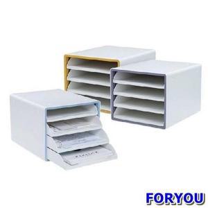 ForU910 디럭스 오픈형 서류함 4단 그레이 240mm 책상 서류 정리 문구 파일 함