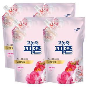 피죤 고농축 섬유유연제 로맨틱플라워 리필 1.6L 4개
