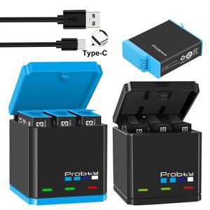gopro호환 Hero 10 9 8 7 6 5 영웅 1850mAh 리튬 이온 배터리 3 방향 고속 충전 케이스 액션 비디오 카메라
