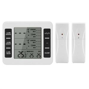 B50C 1Set 무선 냉동고 온도계 2 원격 센서 알람 저온 냉장고 시계