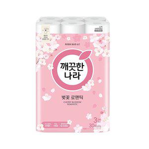갤러리아 깨끗한나라 벚꽃 로맨틱 3겹 천연펄프 화장지 27m 30롤