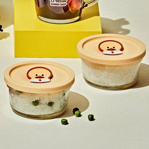 글라스락X브레드이발소 브레드 햇밥용기 2조 세트