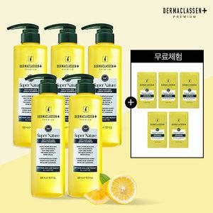 체험분 5매 [더마클라센] 레몬 샴푸 500ml x 5개 + 체험분 7ml x 5매 (탈모 완화 기능성) 최대용량 패