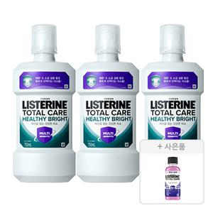 리스테린 헬씨 브라이트 750ml, 3개 + 증정(토탈케어 마일드, 100ml, 1개)