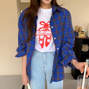 [미아마스빈]하츠나 체크 루즈핏 코튼 셔츠