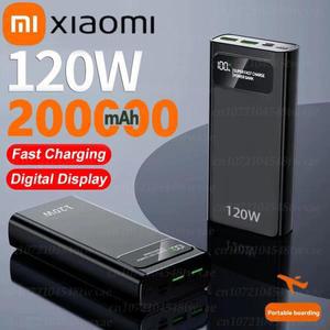 샤오미 200000 mAh 전원 은행 대용량 120W 초고속 충전 휴대 전화용 LED 디지털 디스플레이가 있는 휴대용