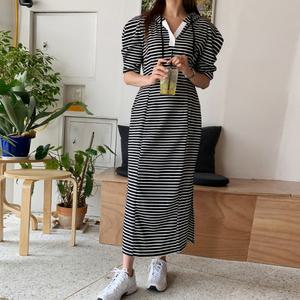 [미아마스빈]베리치 단가라 후드 퍼프 카라 원피스