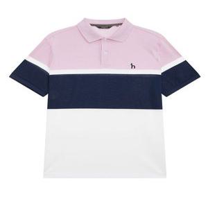 HAZZYS 남성 핑크 컬러블록 면혼방 반팔 카라 티셔츠 HZTS3B573P2