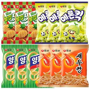 농심 새우깡 3봉+메론킥3봉+벌집핏자3봉+양파링3봉