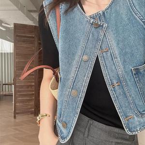 [러브드메리] 온리유 데님 조끼 청 베스트 아우터