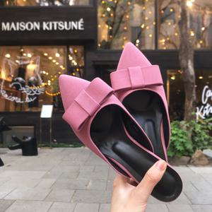 국내생산 리본 스틸레토 블로퍼 4cm 뮬 슬리퍼힐