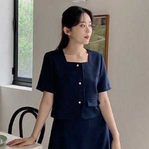 [핫핑](센텀시티점)드메린 스퀘어넥 크롭 반팔 트위드자켓 P000CLVG1