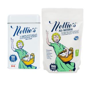 [넬리] 소다 런드리 친환경 세탁세제 (100회) 틴 1.5kg + 소다 세탁세제 (100회) 파우치 1.5kg