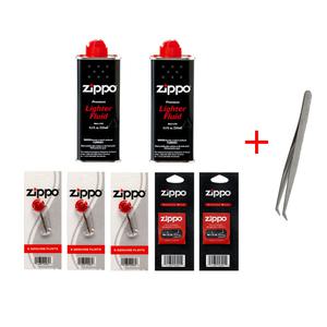 지포 라이터 소모품 [오일(133ml)2개+부싯돌3개+심지2개]+핀셋 정품 지포 라이타 돌 심지세트