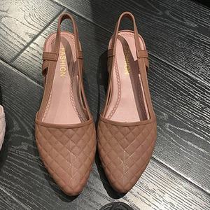 여성 봄 여름 젤리 슈즈 발이 편한 캐주얼 체크 뾰족코 신발
