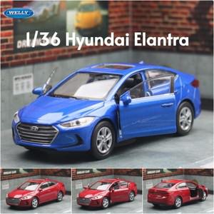 1/36 현대 Elantra 장난감 자동차 모델 Welly 다이 캐스트 금속 차량 미니어처 풀백 컬렉션 어린이를위한