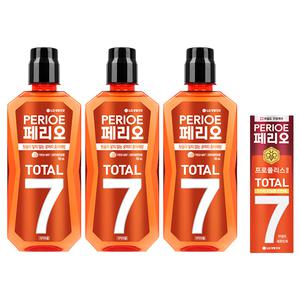 페리오토탈7 구강청결제 후레쉬, 760ml, 3개 + 토탈7 마일드 치약, 120g, 1개
