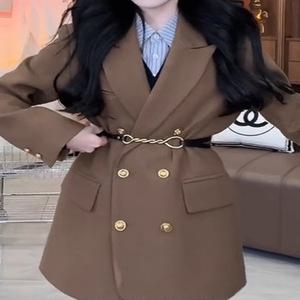 R4E 여성 모직 코트 봄가을 쁘띠 칼라넥 루즈핏 앤티크 젠1