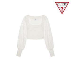 {국내매장판} 게스 여성 W3GP35K8RT2 펀칭 소매 스퀘어넥 크롭 긴팔티 YN1K2307 543588