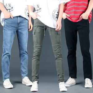 28-42 제이로드4 빅사이즈 남자청바지 카고 블랙진 남성9부 일자 밴딩 찢어진 작업복 와이드 반바지