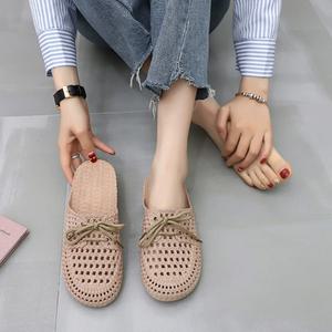 발편한 라탄 스타일 여성 젤리 슈즈 샌들 여름 여성 슬리퍼 블로퍼 뮬