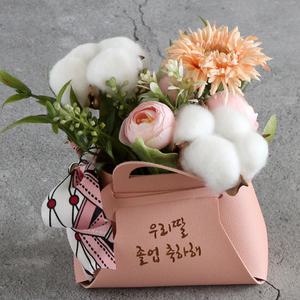 메세지 각인 목화 라넌 꽃바구니 기념일 생일 생신 선물 프로포즈 고백 꽃배달