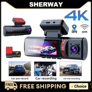자동차 카메라 용 3 채널 4K 대시 캠 전면 내부 후면 3 방향 Dashcam GPS WiFi IR 야간 투시경 비디오 레코
