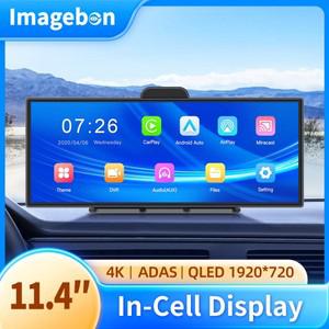 신규 Imagebon 11.4 H70 Pro 4K ADAS QLED 인셀 디스플레이 자동차 DVR 무선 카플레이 및 안드로이드 오