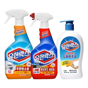 유한락스 주방청소용 + 렌지후드 세정제 + 도마행주용