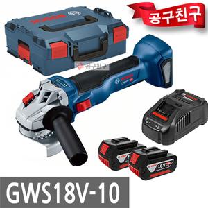 보쉬 GWS18V-10 충전그라인더 100mm 18V 5.0Ah 배터리 2개 만조포함 킥백컨트롤