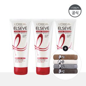 로레알파리 토탈 리페어5 인스턴트 미라클 헤어팩 170ml 3개 [증정]스누피 타올(색상 랜덤) 1장