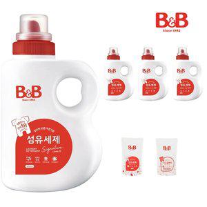[비앤비]유아 섬유세제 1500ml 용기형 4입+증정품 800ml 2입(세제 1 유연제 1)