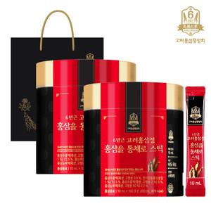 고려홍삼중앙회 6년근 고려홍삼정 홍삼을 통채로 스틱 100포 x 2통 +쇼핑백 증정