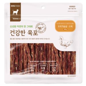 굿데이 건강한육포 오리가슴살 스틱 300g 강아지 간식 반려견 애견 건강식 추천