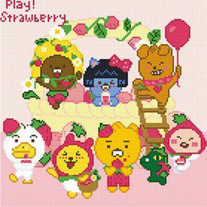 [하비스]DIY 보석십자수 카카오프렌즈 딸기 핑크 40x40